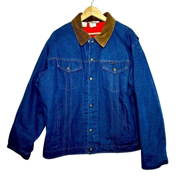 KEY Vintage Denim Quilted Trucker Coat Size 50 Big 2 XL - Picture 1 of 8
